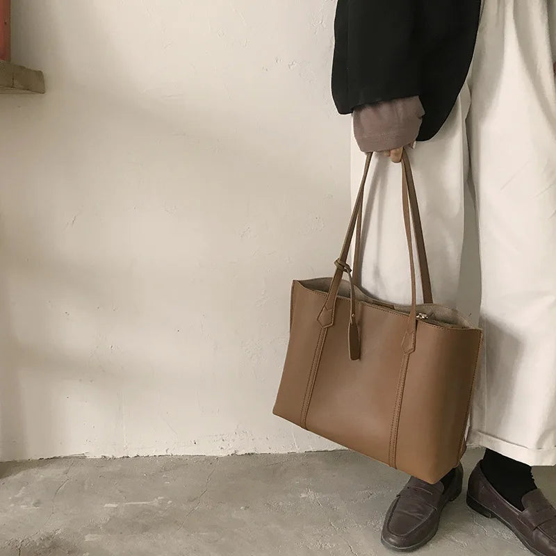 Women Tote Handbag PU Shoulder Bag Soft Leather Shopper Bags