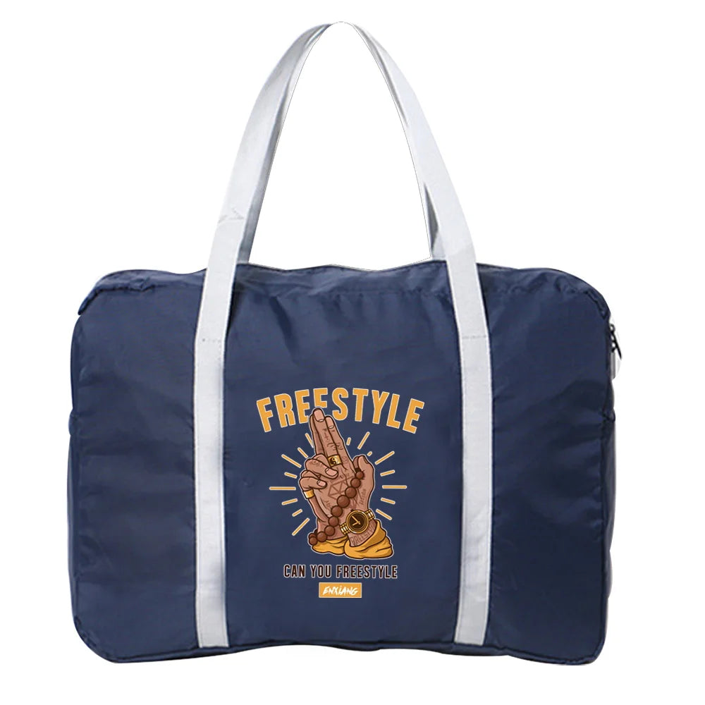Foldable Duffle Bag Travel Storage Organizer Hand Printed Tote Handbag