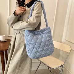 Corduroy Grocery Bag Soft Big Capacity Casual Handbags