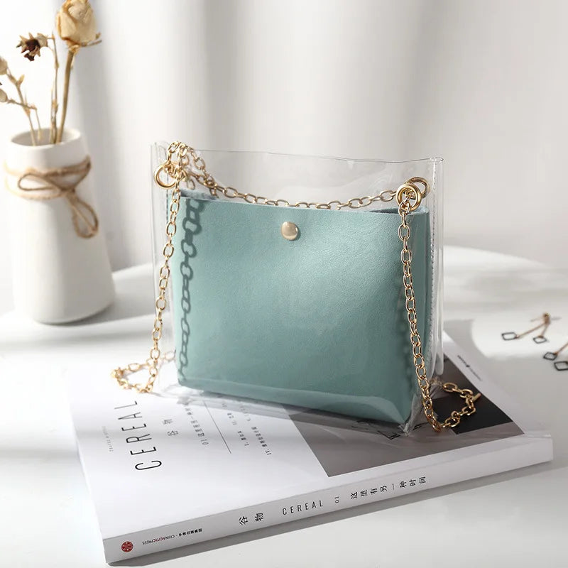Women Transparent Bucket Bag PVC Jelly Small Shoulder Bag