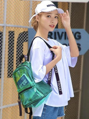 Women Clear PVC Backpack Travel School Bookbag Teen Girls
