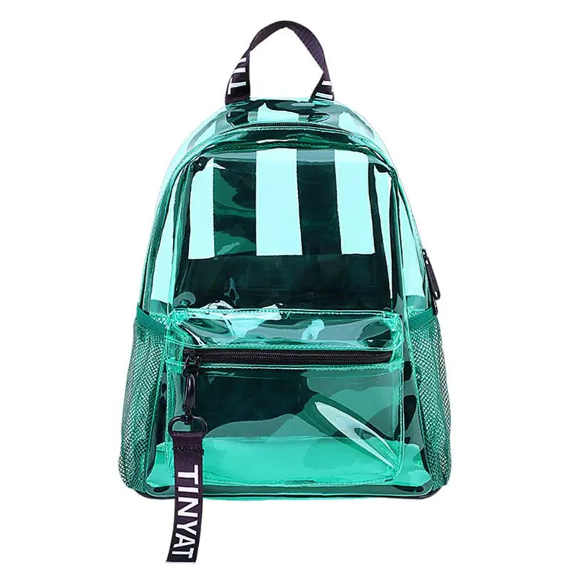 Women PVC Backpack Transparent School Bookbag Daypack Rucksack for Girls
