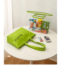 Women Transparent Shoulder Bag, 2 in 1 Handbag Purse