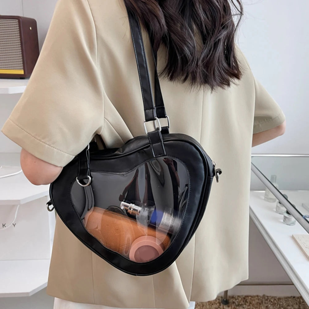 Women Clear Love Heart Shaped Shoulder Crossbody Bag