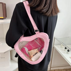 Women Clear Love Heart Shaped Shoulder Crossbody Bag
