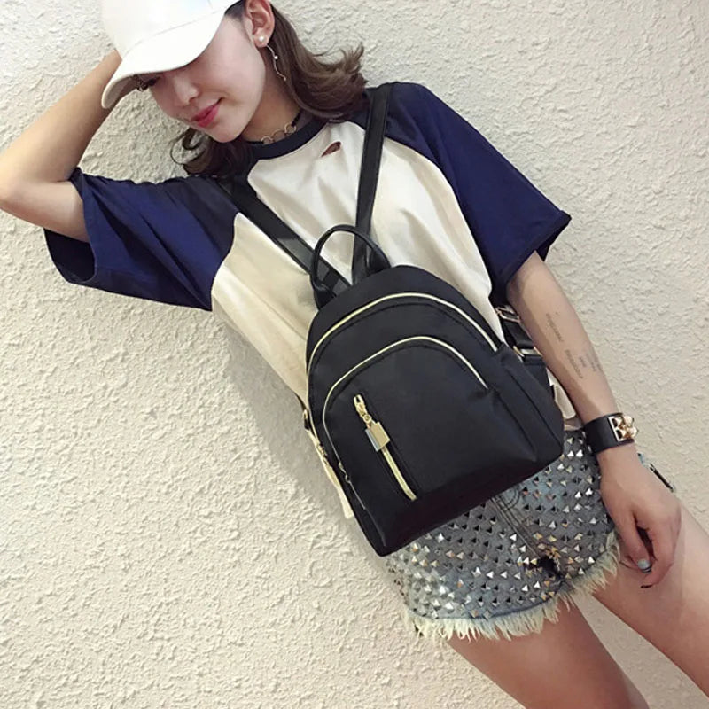Women Travel Backpack Oxford Cloth Zipper Shoulder Bag Casual Mini Backpacks