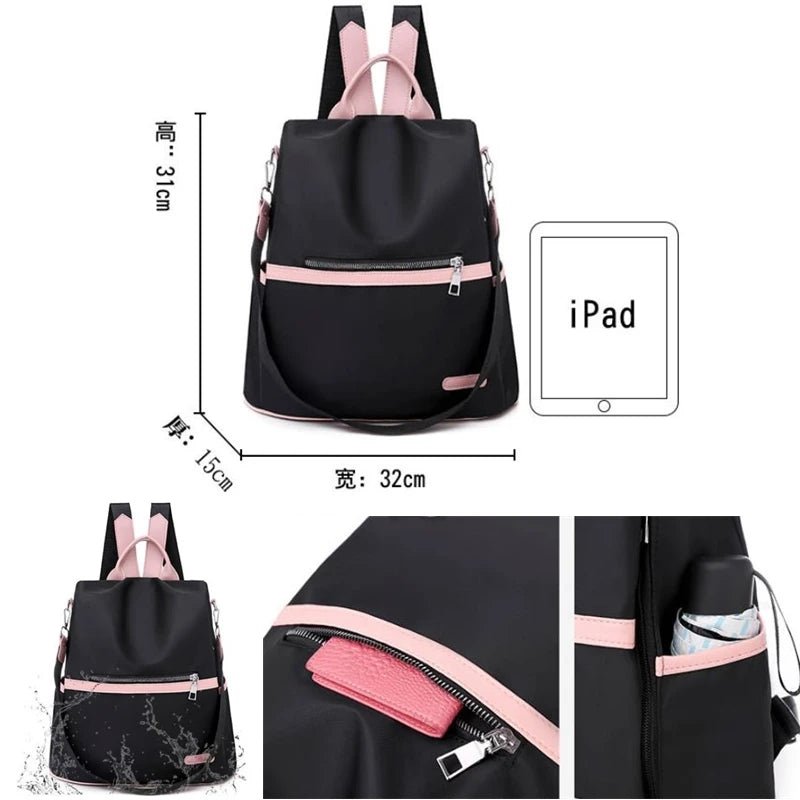 Anti-Theft Women's Travel Backpack Oxford Cloth