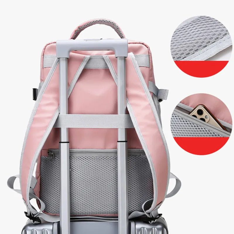 Women Travel Backpack Water Repellent Anti-Theft Daypack Bag USB Port