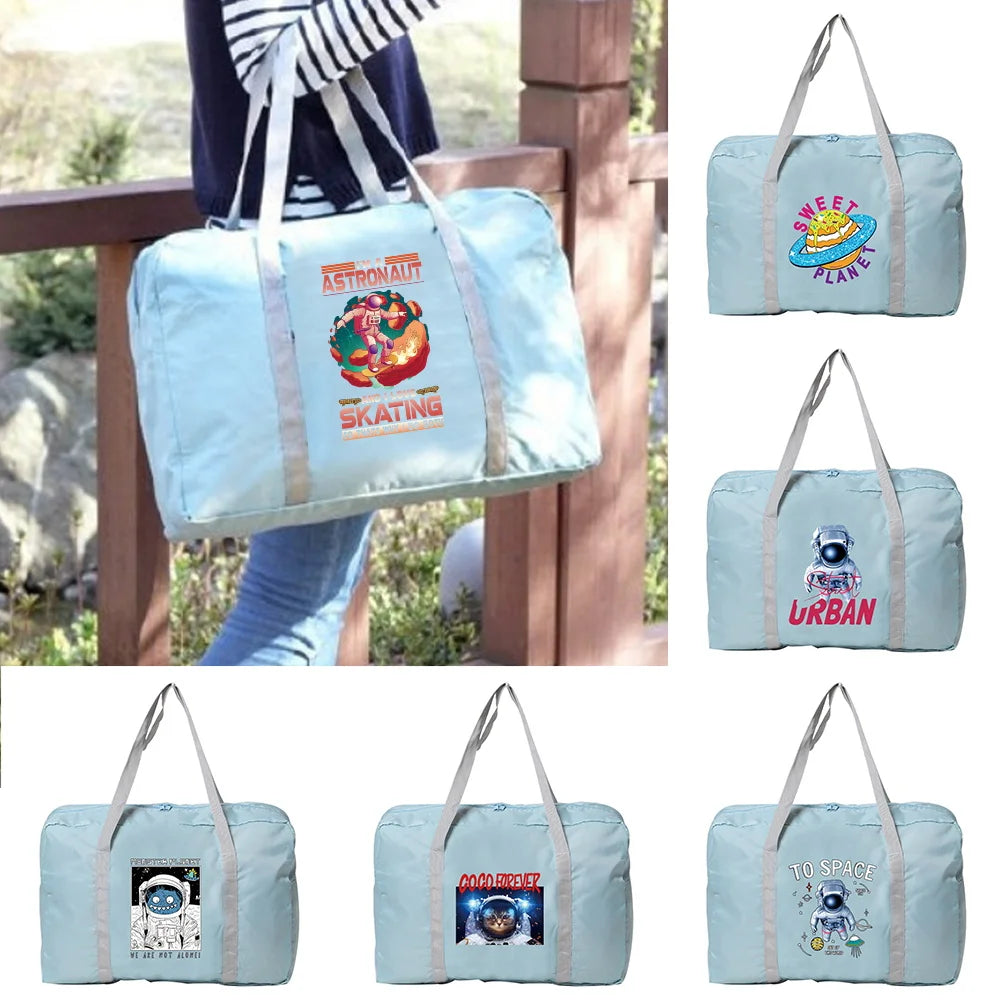 Women Travel Bag Large Organizer Weekend Astronaut Print Tote