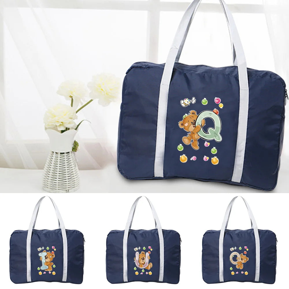 Women Travel Bag Tote Large Clothes Storage Letter Printed Carry