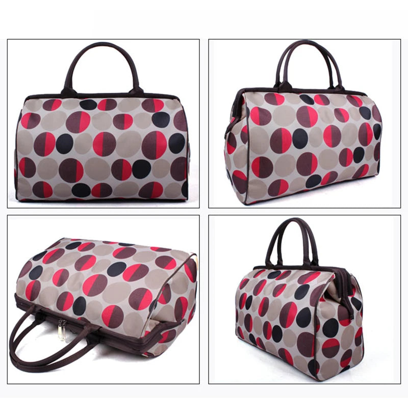 Flower Print Women Travel Bag Large Tote Duffle
