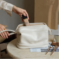Large-capacity Women Travel Cosmetic Bag PU Leather Make Up Pouch