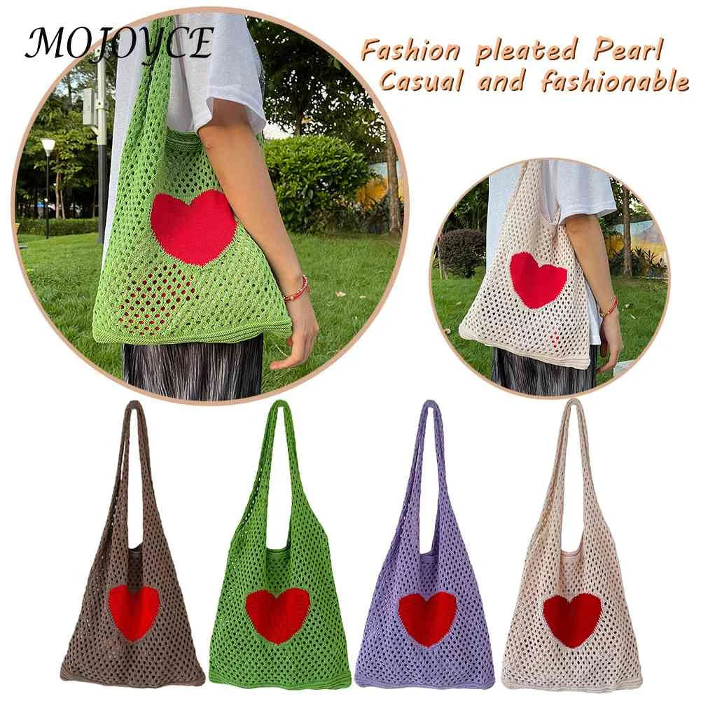Women Crochet Bag Clutch Knitted Hollow Shoulder Bag