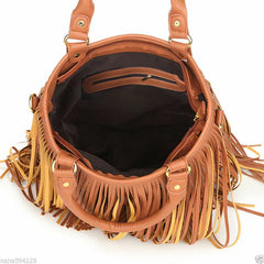 Women's Suede Fringe Cross Body Bag Tassel Messenger Handbag