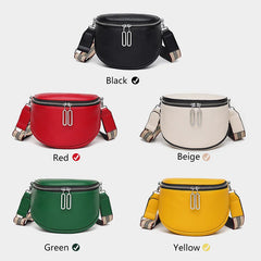 Women Crossbody Bags Solid Wide Band Chest Pack Leather Phone Banana Bags