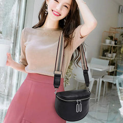 Women Crossbody Bags Solid Wide Band Chest Pack Leather Phone Banana Bags