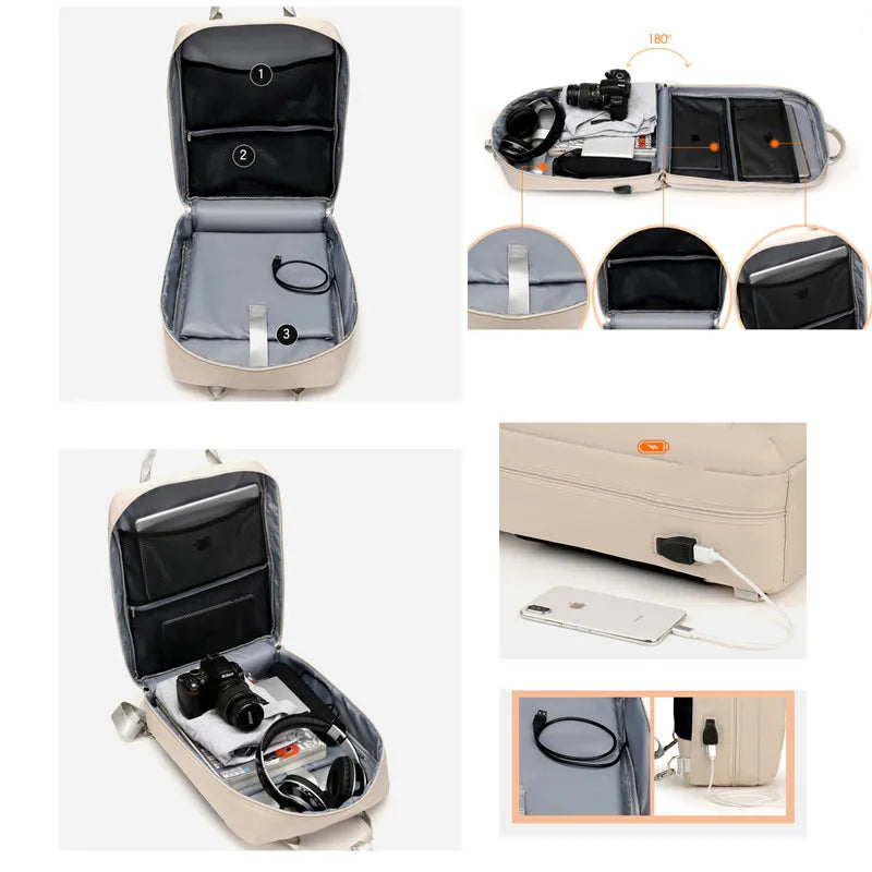 Women USB Charging Laptop Backpack for Teenage Students Girls School Backpack