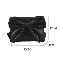 Women Underarm Bag Soft PU Leather Bow Ladies Handbags