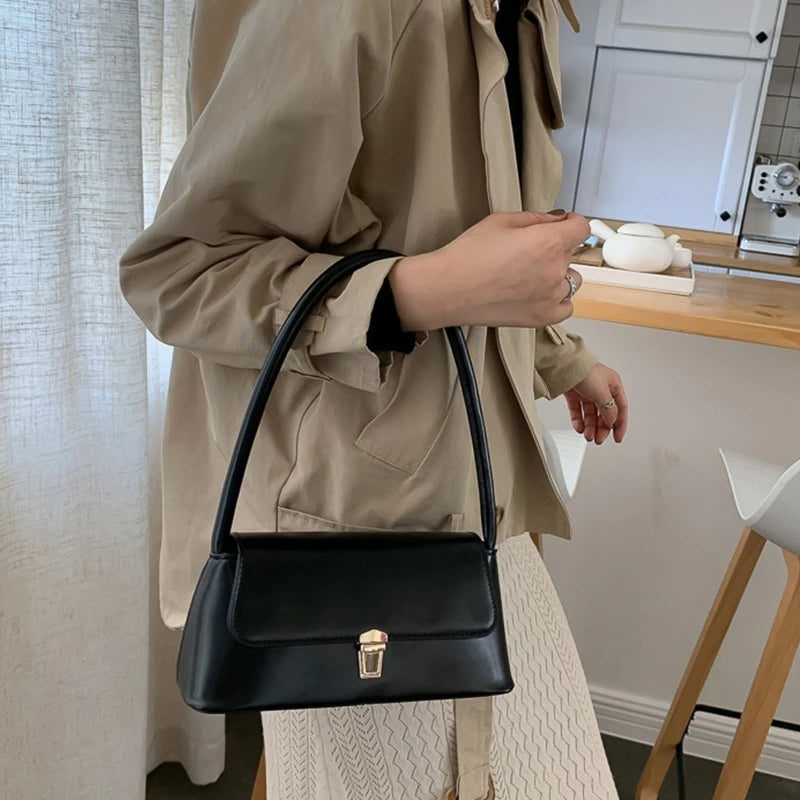 Vintage PU Leather Women Underarm Bag