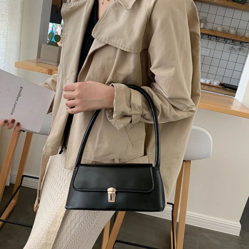 Vintage PU Leather Women Underarm Bag