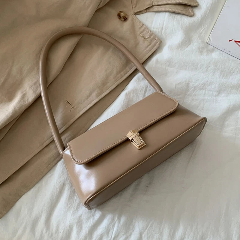 Vintage PU Leather Women Underarm Bag
