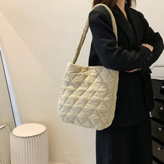 Corduroy Reusable Totes Big Capacity Shoulder Bags