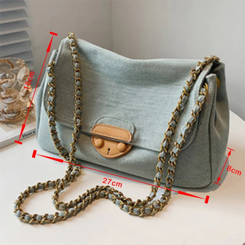 Vintage Canvas Underarm Bag Large Women's Totes Shoulder Messenger Purse