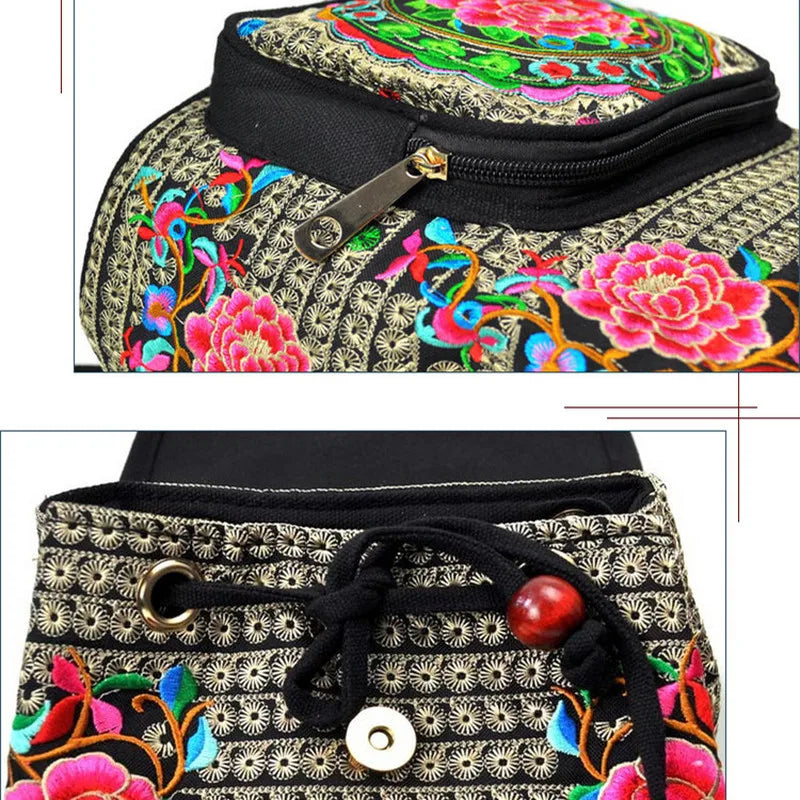 Vintage Embroidery Backpack Female Shoulder Bag Chinese National Canvas Backpack