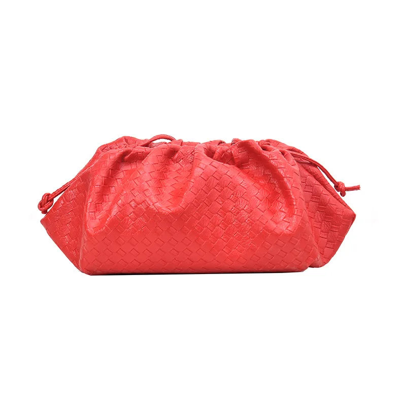 Vintage Handbag Leather Weaving Hobos Retro Cloud Bags For Women