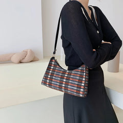 Vintage Lattice Pattern Shoulder Bag Cotton Handbag Ladies Casual Tote