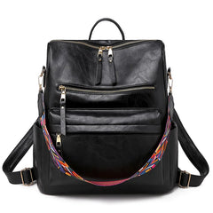 Vintage Leather Backpack High Capacity Boston Bag For Teenage Girls