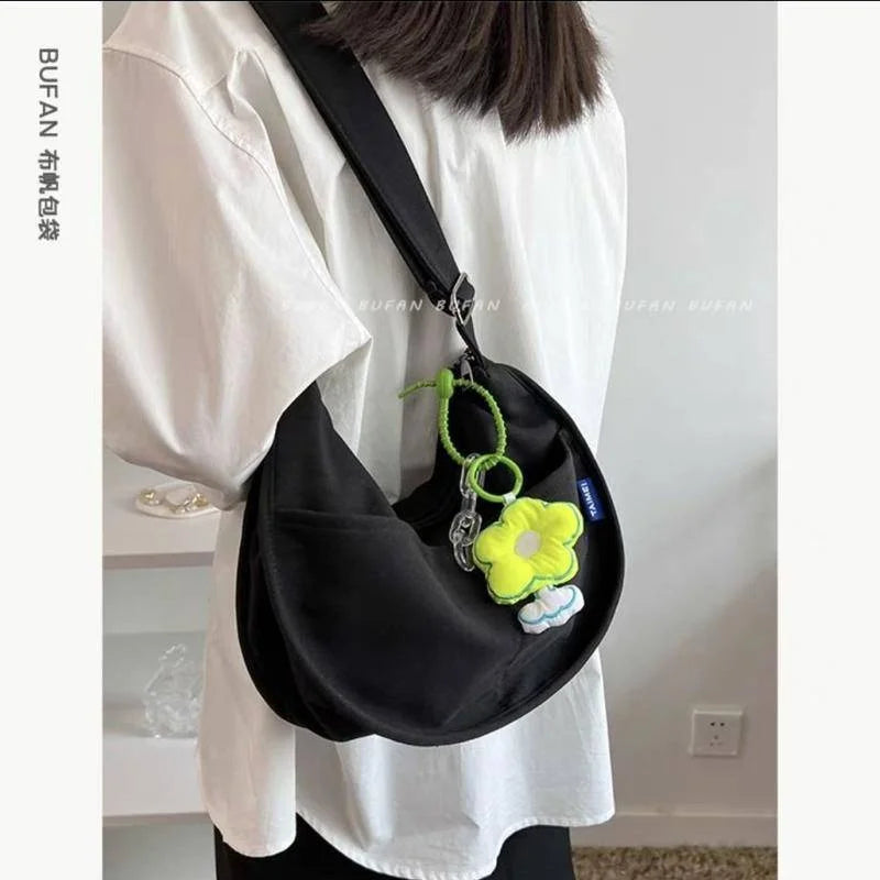 Vintage Messenger Bag Small Tote Dumpling Bag Zipper Student Literary Shoulder B