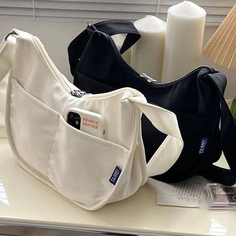 Vintage Messenger Bag Small Tote Dumpling Bag Zipper Student Literary Shoulder B