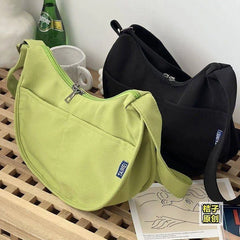 Vintage Messenger Bag Small Tote Dumpling Bag Zipper Student Literary Shoulder B