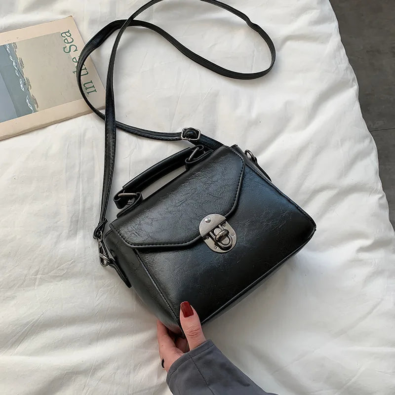 Vintage PU Leather Small Shoulder Bags Ladies Crossbody Flap Handbag