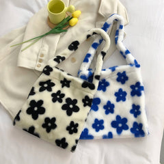 Vintage Plush Shoulder Bags Women Plush Shopper Handbags