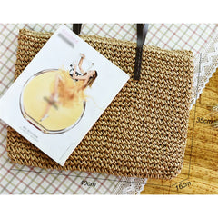 Vintage Rattan Shoulder Bag, Bohemia Tote for Beach Holiday