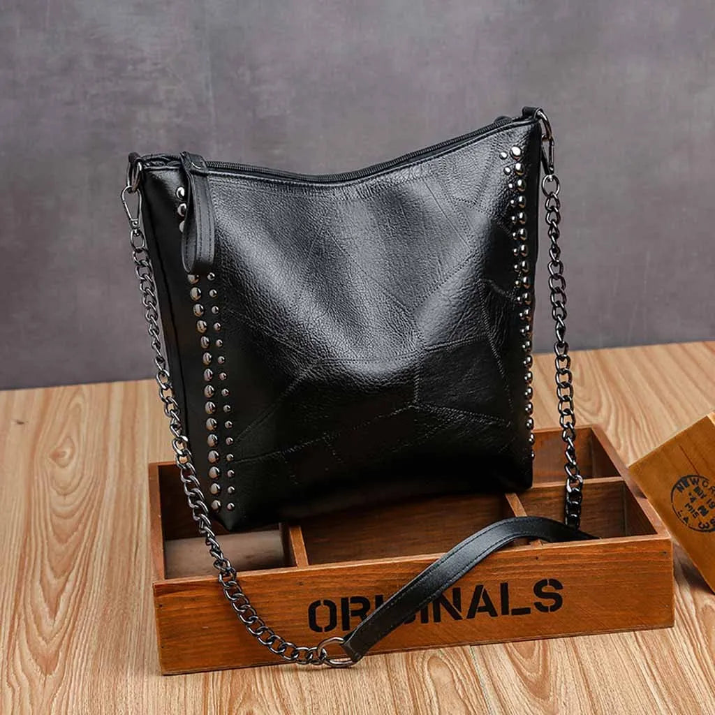 Vintage Rivet Crossbody Bag Large Capacity Shoulder Messenge