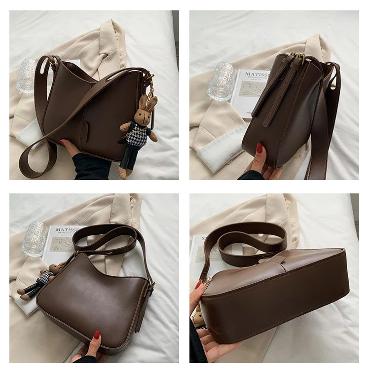 Women Vintage Shoulder Bag with Accessories Casual Hobo for Girl Crossbody Bags