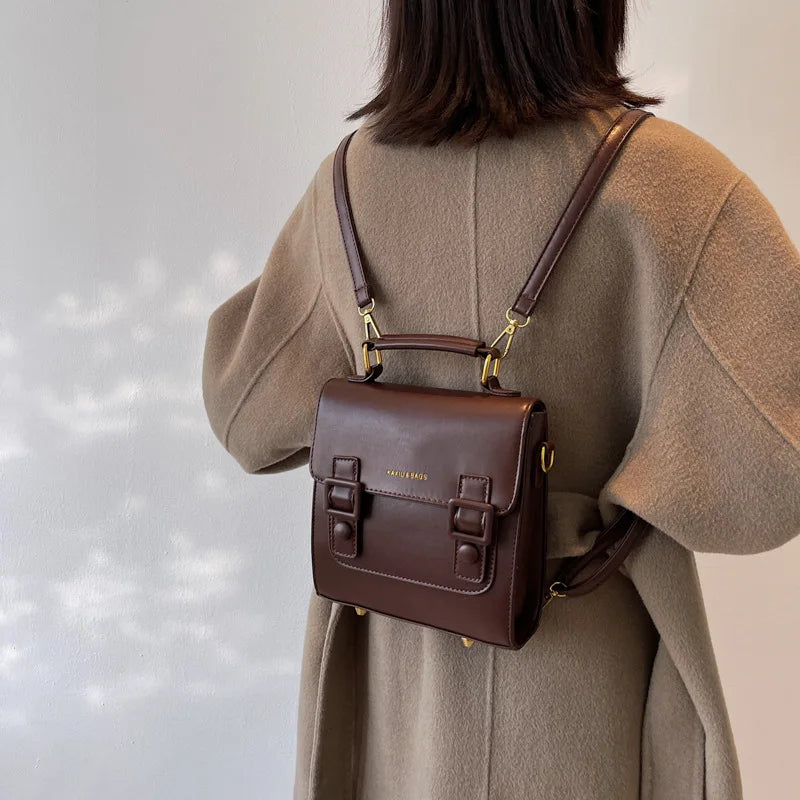 Vintage Leather Backpack and Shoulder Bag for Women