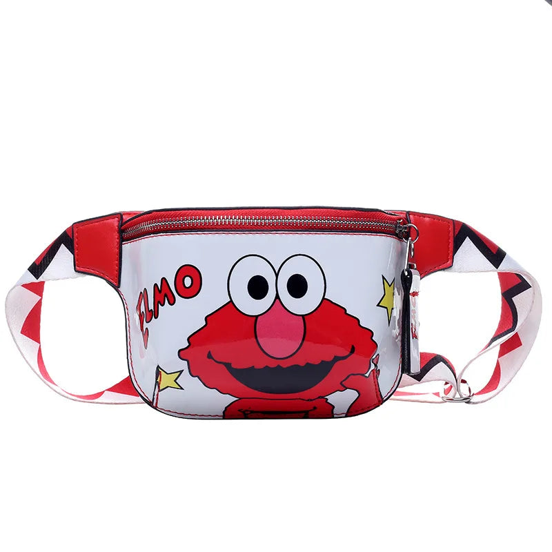 Leather Cartoon Print Waist Bag Women Fanny Pack Mini Chest Handbag