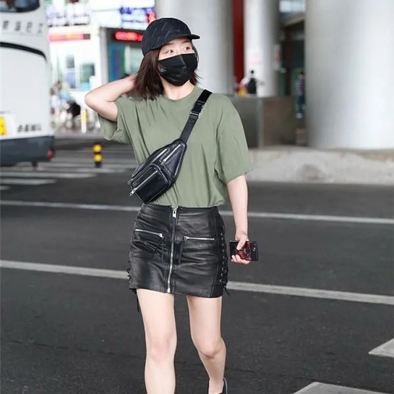 Multifunction Leather Waist Bag for Women Girls Men