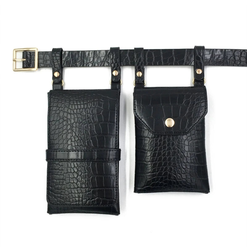 Women Waist Pack PU Leather Fanny Pack Ladies Belt Bag Crossbody Bags