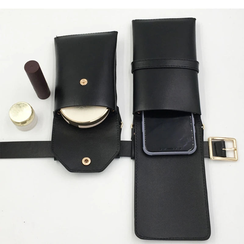 Women Waist Pack PU Leather Fanny Pack Ladies Belt Bag Crossbody Bags