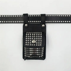Women Waist Pack PU Leather Fanny Pack Punk Belt Bag Crossbody Bags