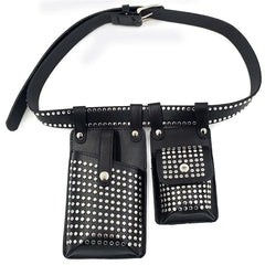 Women Waist Pack PU Leather Fanny Pack Punk Belt Bag Crossbody Bags