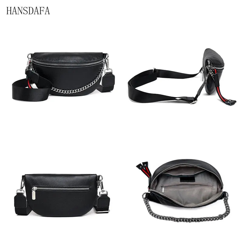 Women Waist Packs Leather Fanny Belt Bags High Shoulder Wild Messenger Chest