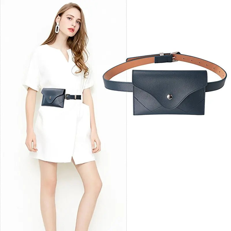 Women Waist Packs Leather PU Female Adjustable Belt Bag Waist Wallet P