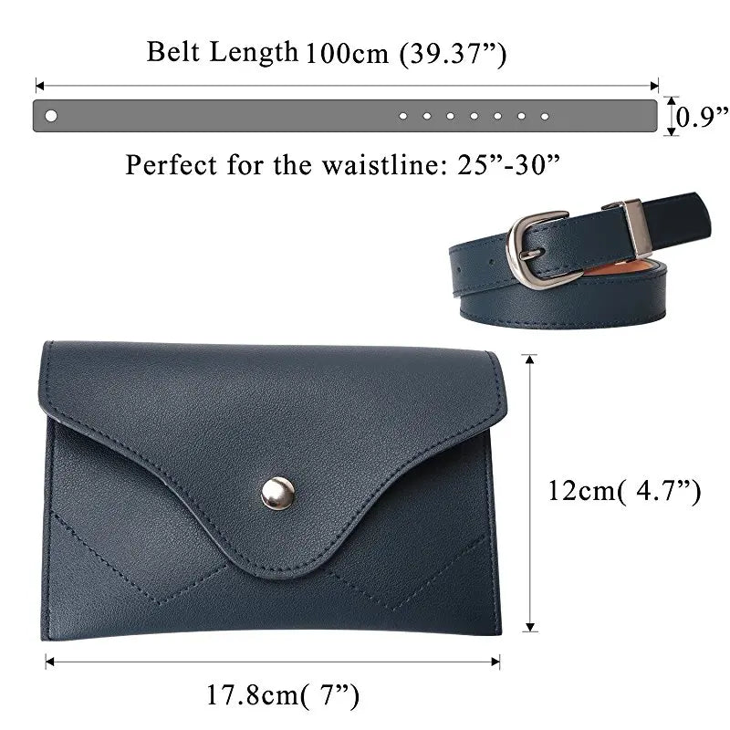 Women Waist Packs Leather PU Female Adjustable Belt Bag Waist Wallet P