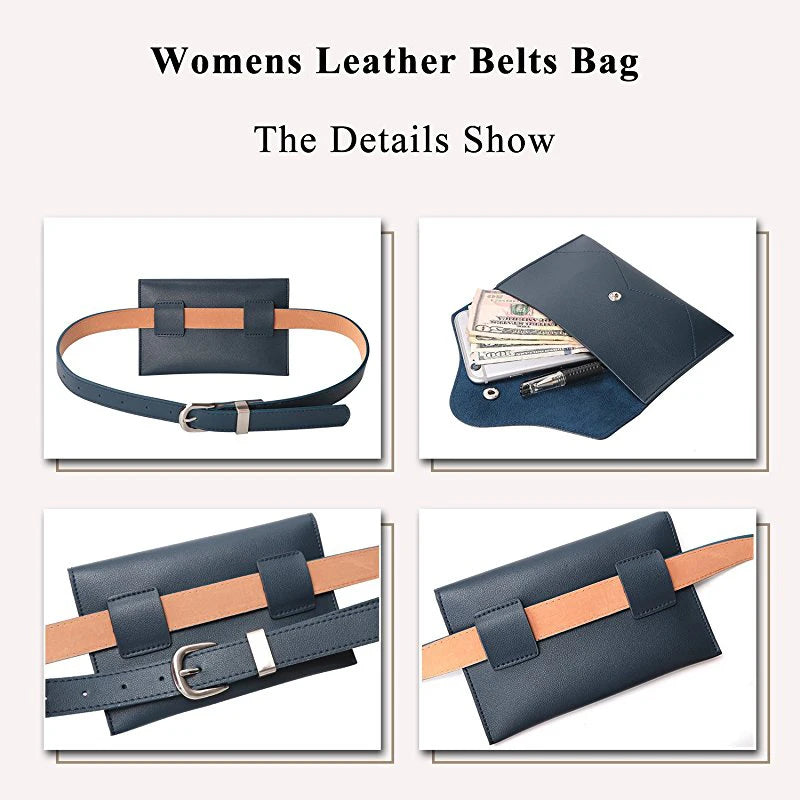 Women Waist Packs Leather PU Female Adjustable Belt Bag Waist Wallet P